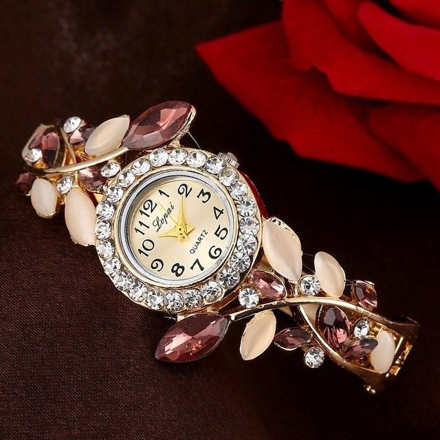 Crystal Leaves Bracelet Watch - Floral Fawna