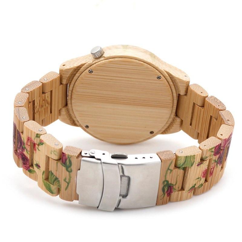 Rose Bamboo Wooden Wrist Watch - Floral Fawna